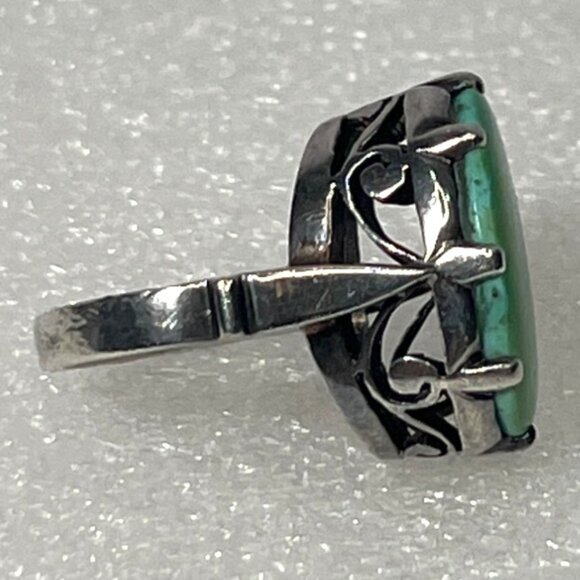 Signed EK Sterling Silver Turquoise Ring Attributed Emerson Kinzel Navajo sz 8.5 - Picture 8 of 11